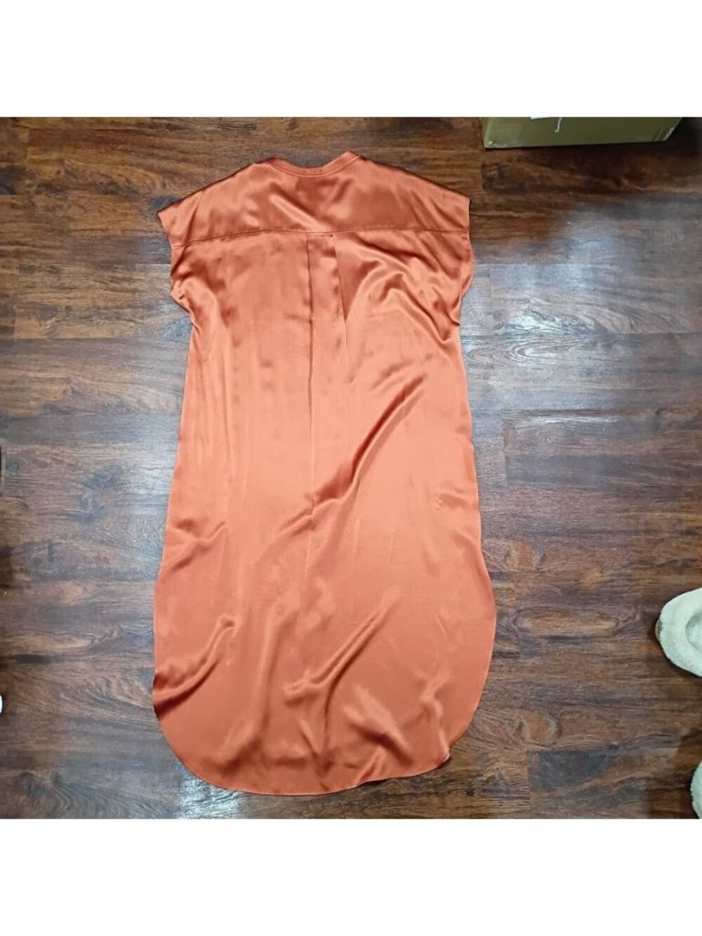 Banana Republic Silk Size M Button-Down Rust Midi Dress Short Sleeve Resortwear - Picture 9 of 12